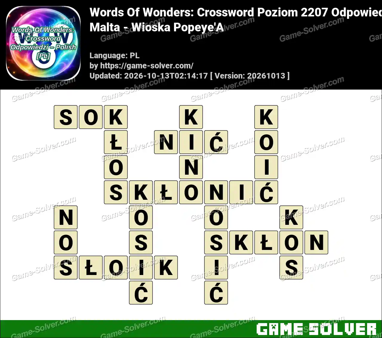 Words Of Wonders: Crossword Poziom 2207 Odpowiedzi – Malta – Wioska Popeye’A